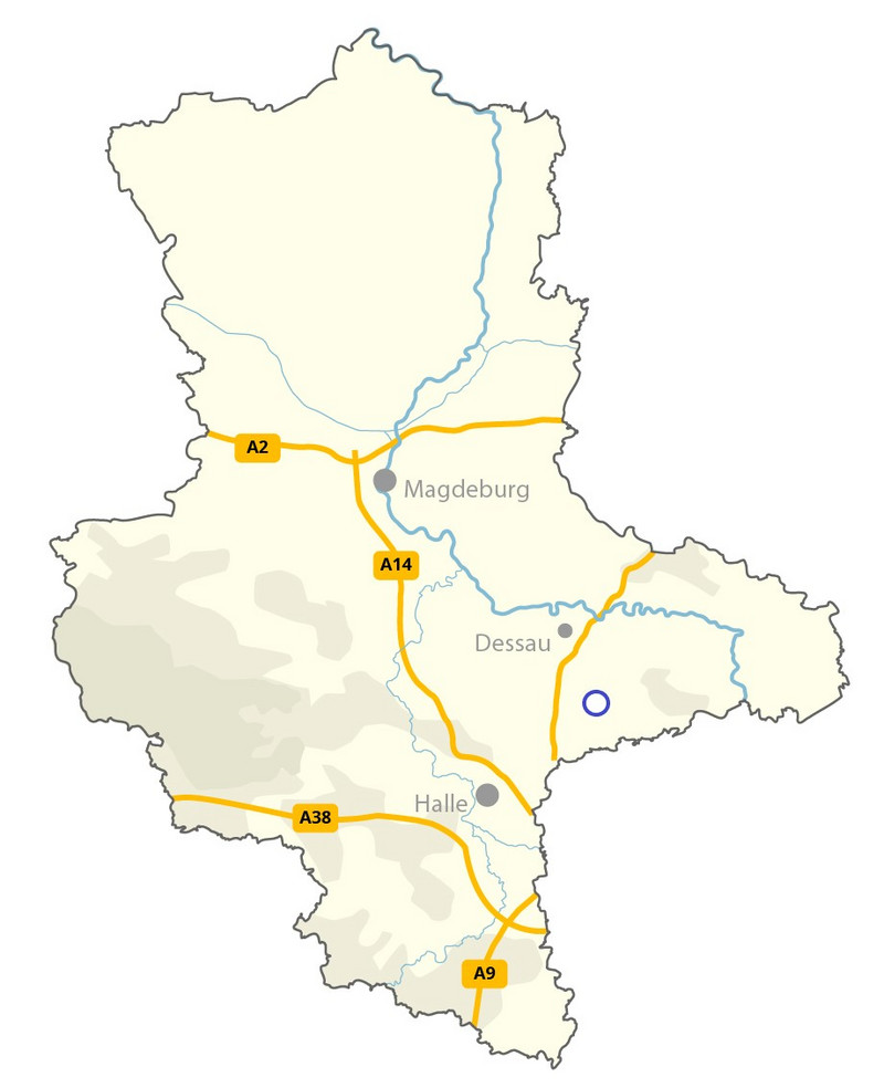 Karte Sachsen-Anhalt mit ÖGP-Projekt Bitterfeld-Wolfen